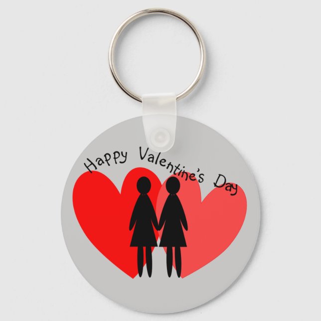 Lesbian Valentine Cards & Gifts Keychain (Front)