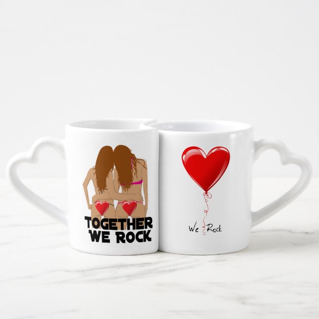 Lesbian We Rock Together Coffee Mug Set (Back Nesting)