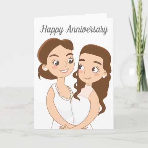 Lesbian Wedding Anniversary Women in Love Card