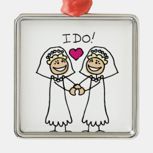 Lesbian Wedding Bridal Metal Ornament