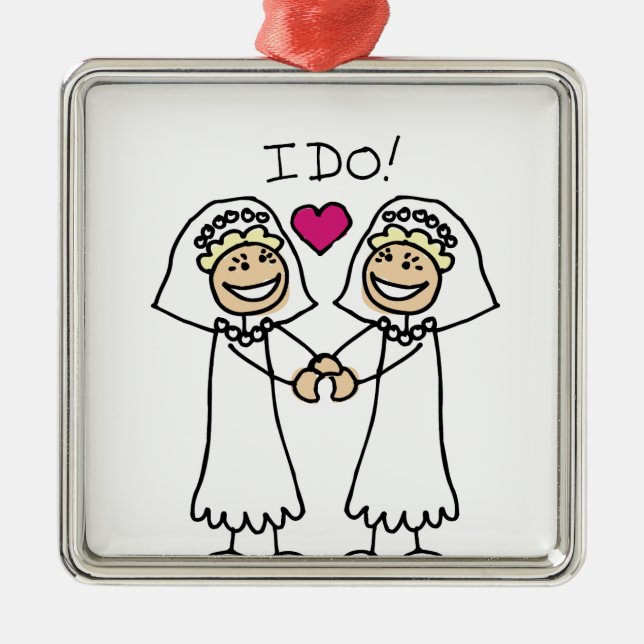 Lesbian Wedding Bridal Metal Ornament (Front)