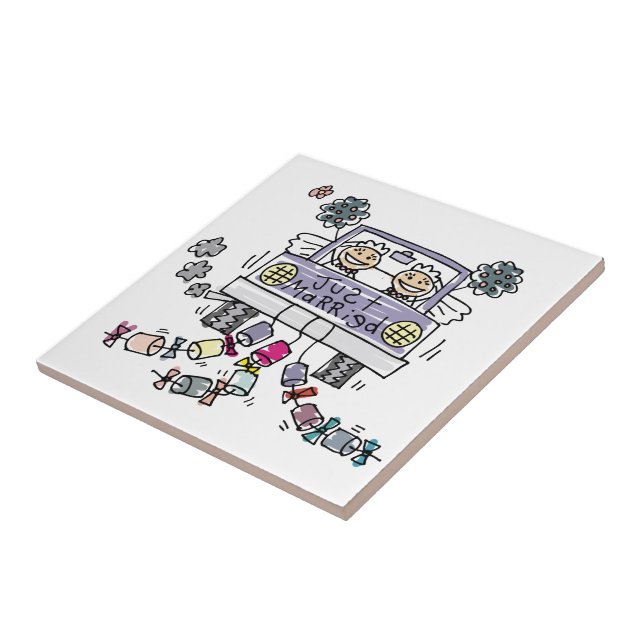 Lesbian Wedding Brides Ceramic Tile (Side)