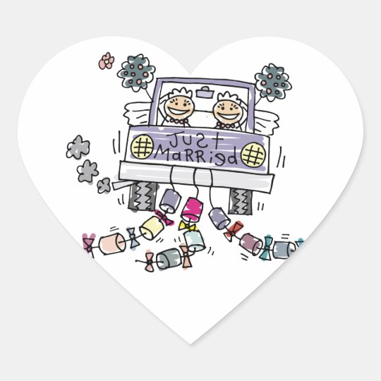 Lesbian Wedding Brides Heart Sticker