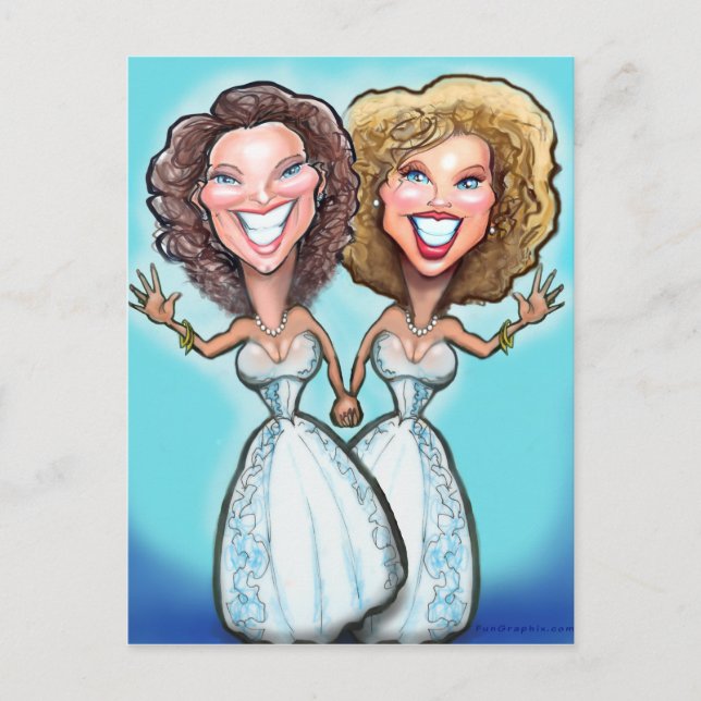 Lesbian Wedding Cake Dolls Postcard (Front)