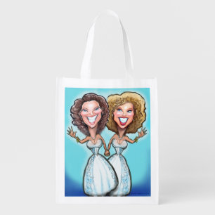 Lesbian Wedding Cake Toppers Grocery Bag