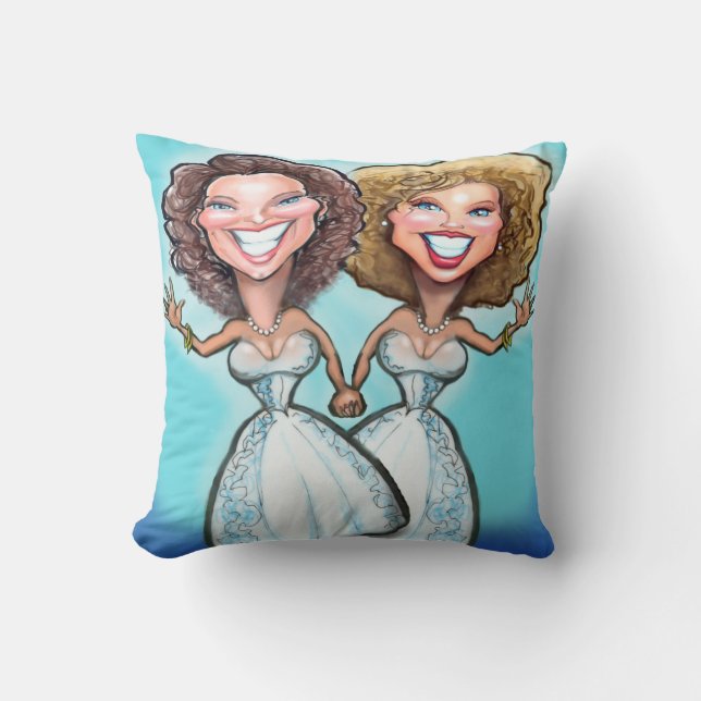 Lesbian Wedding Cake Toppers Throw Pillow (Front)