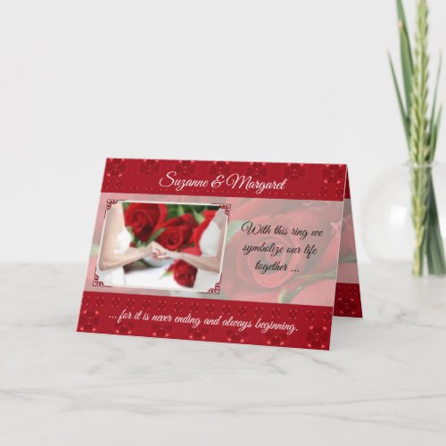 Lesbian Wedding Congratulations with Red Roses Card