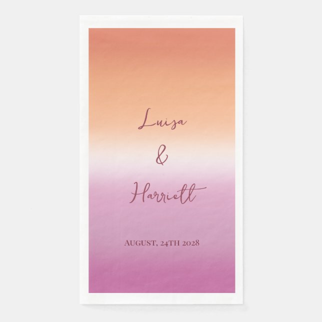 Lesbian Wedding Dinner Pride Flag Gradient Paper Guest Towels (Front)