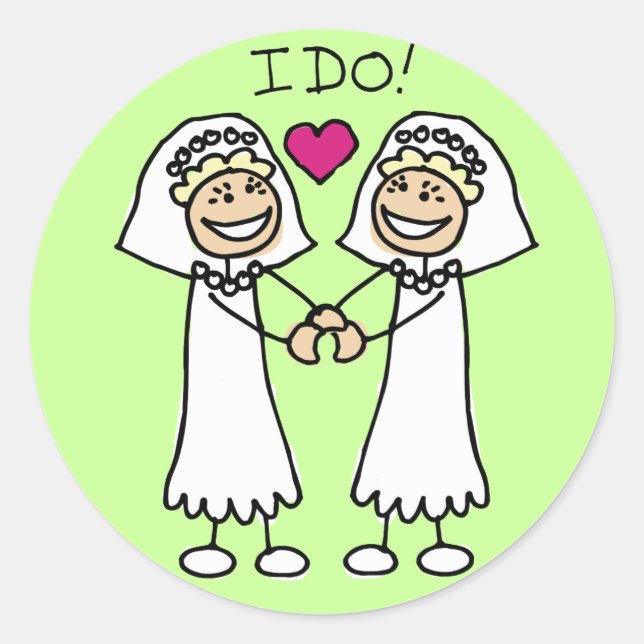 Lesbian Wedding Favors Classic Round Sticker (Front)