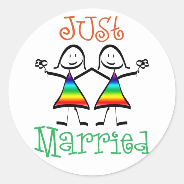 Lesbian Wedding Favors Classic Round Sticker (Front)