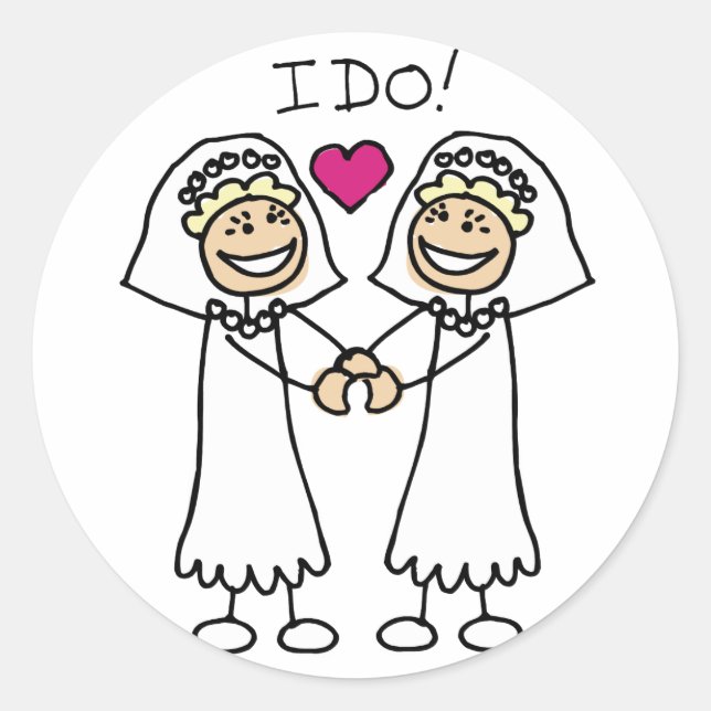 Lesbian Wedding Favors Classic Round Sticker (Front)