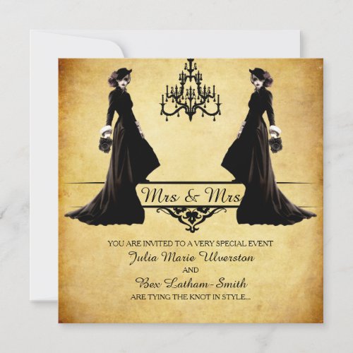 Lesbian Wedding _ Gothic Steampunk Style Invitation