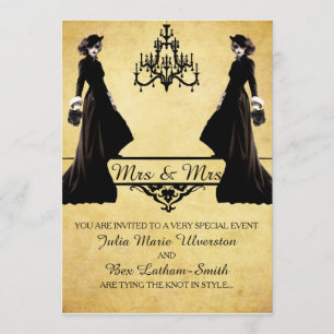 Lesbian Wedding - Gothic Steampunk Style Invitation