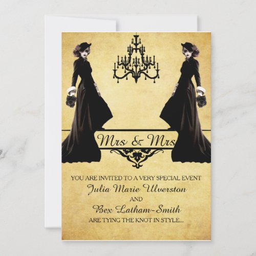 Lesbian Wedding _ Gothic Steampunk Style Invitation