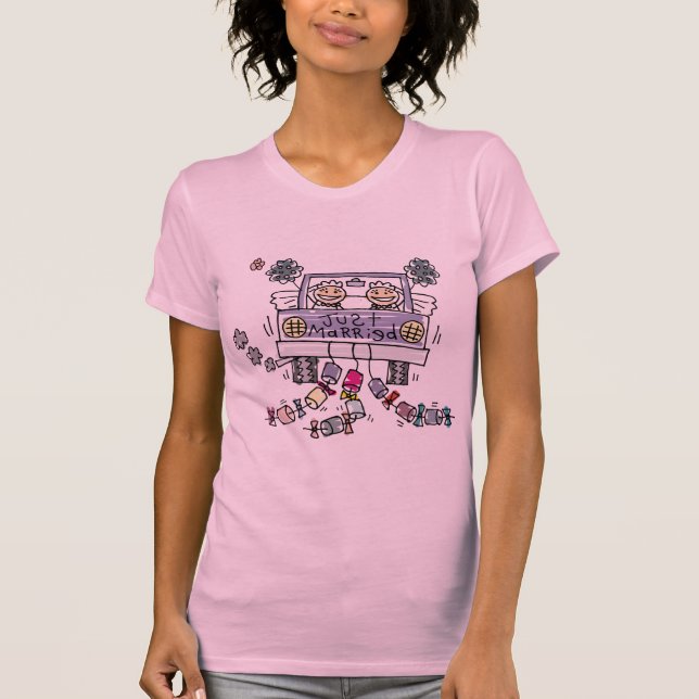 Lesbian Wedding Just Married T-shirt (Front)