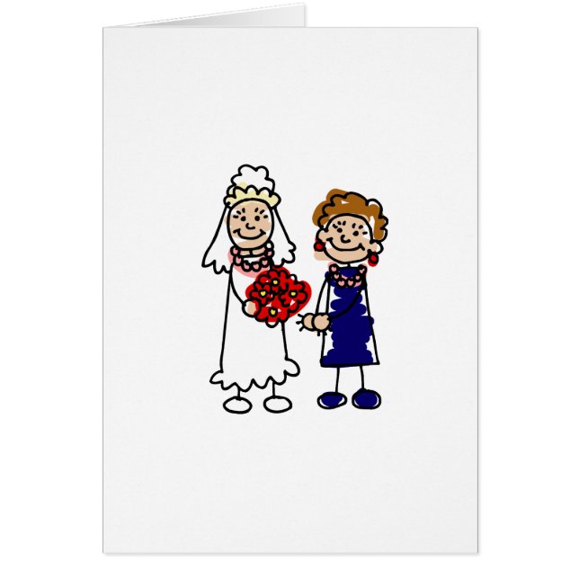 Lesbian Wedding One Bride Cards (Front)