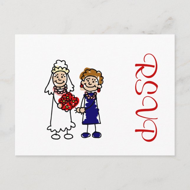 Lesbian Wedding One Bride Invitation Postcard (Front)