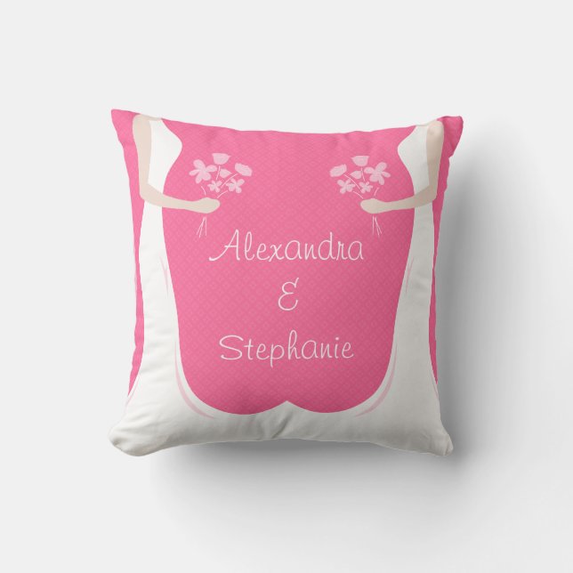 Lesbian Wedding Personalized Throw Pillow (Front)