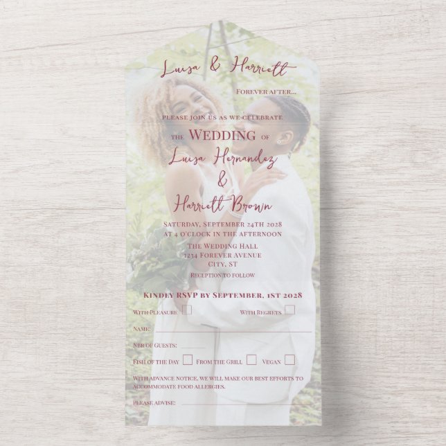 Lesbian Wedding Photo All In One Invitation (Inside)