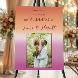 Lesbian Wedding Photo Pride Flag Colors Welcome  Foam Board