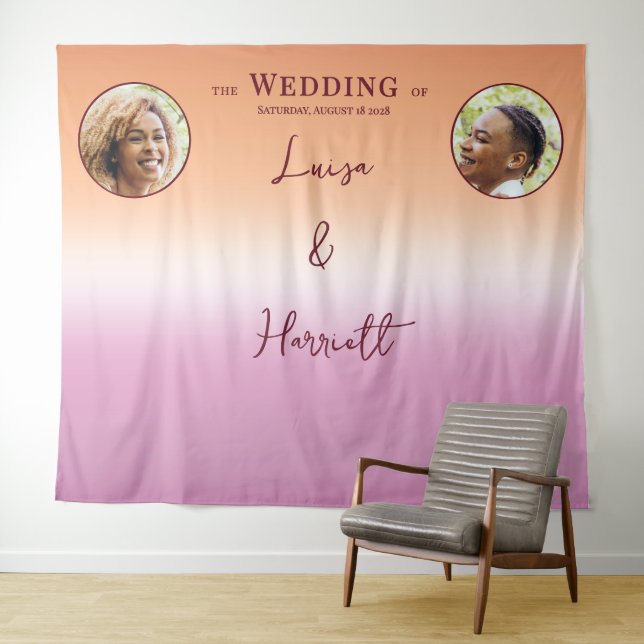 Lesbian Wedding Photo Pride Flag Gradient Backdrop (In Situ (Horizontal))