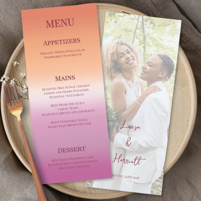 Lesbian Wedding Photo Pride Flag Gradient Menu (Creator Uploaded)
