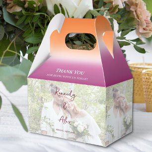 Lesbian Wedding Photo Pride Gradient Thank You Favor Boxes