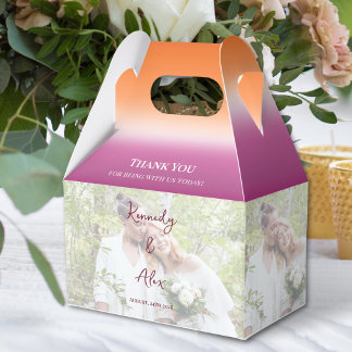 Lesbian Wedding Photo Pride Gradient Thank You Favor Boxes
