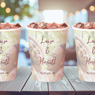 Lesbian Wedding Photo Two Brides Party Paper Cups