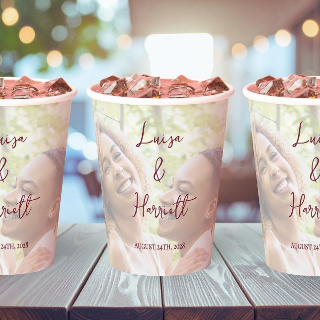 Lesbian Wedding Photo Two Brides Party Paper Cups (Creator Uploaded)