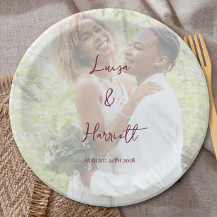 Lesbian Wedding Photo Two Brides Party Paper Plates