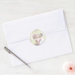 Lesbian Wedding Photo Two Brides Thank You Classic Round Sticker