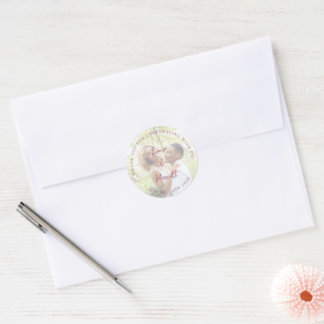 Lesbian Wedding Photo Two Brides Thank You Classic Round Sticker
