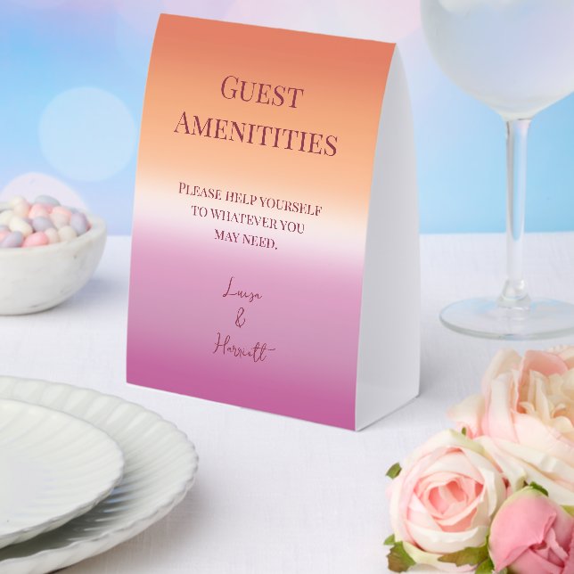 Lesbian Wedding Pride Flag Gradient Guest Bathroom Paper Table Tent (Insitu(Wedding))