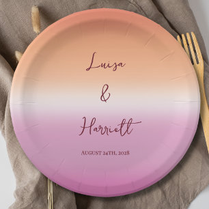 Lesbian Wedding Pride Flag Gradient Party Paper Plates