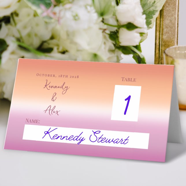 Lesbian Wedding Pride Flag Gradient Place Cards (Creator Uploaded)