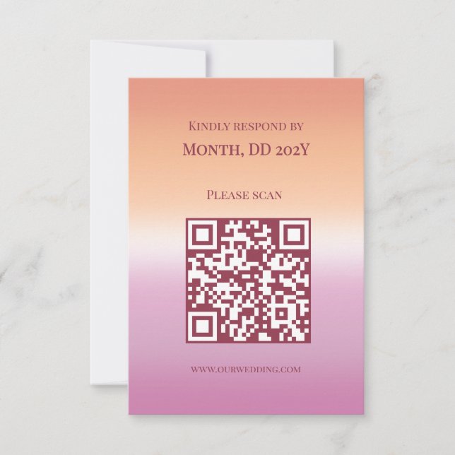 Lesbian Wedding Pride Flag Gradient QR Code RSVP Card (Front)