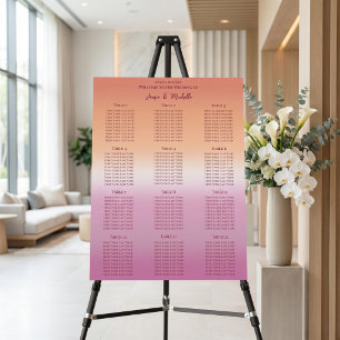 Lesbian Wedding Pride Flag Gradient Seating Chart Foam Board