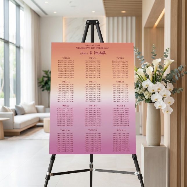 Lesbian Wedding Pride Flag Gradient Seating Chart Foam Board (Creator Uploaded)