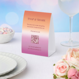 Lesbian Wedding Pride Flag Gradient Snap and Share Paper Table Tent
