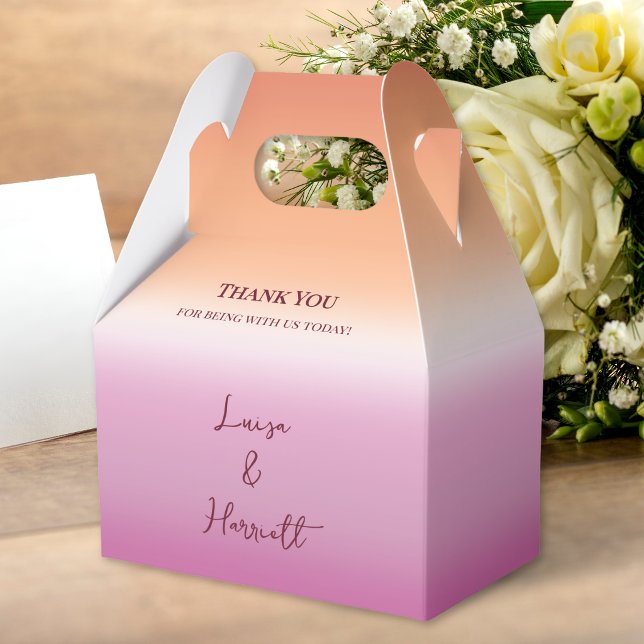 Lesbian Wedding Pride Flag Gradient Thank You Favor Boxes (Creator Uploaded)