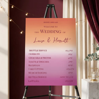 Lesbian Wedding Program Pride Flag Colors Welcome Foam Board