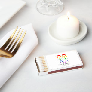 Lesbian Wedding Rainbow colors Matchboxes