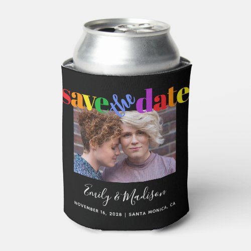 Lesbian Wedding Save the Date Photo Can Cooler