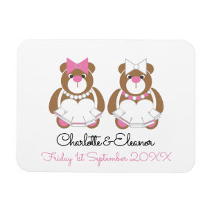 Lesbian Wedding Teddy Bear Brides gift or favor Magnet