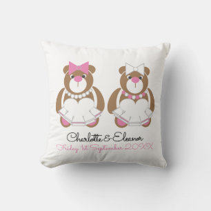 Lesbian Wedding Teddy Bear Brides gift Throw Pillow