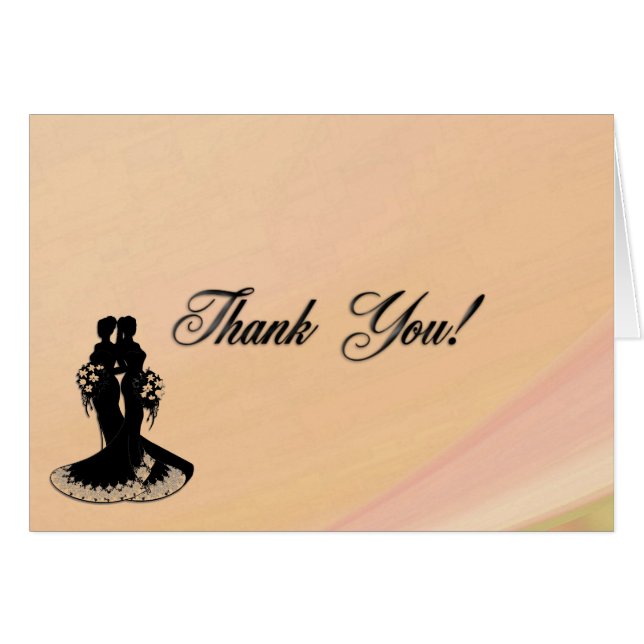 Lesbian Wedding Thank You Card Blank Inside (Front Horizontal)