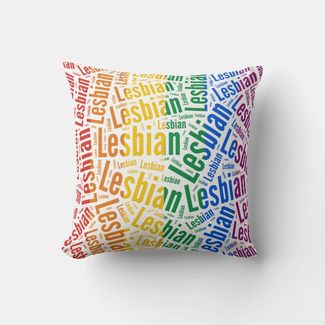 LESBIAN WORD PATTERN COLOR THROW PILLOW (Front)