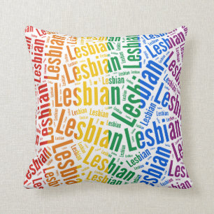 LESBIAN WORD PATTERN COLOR THROW PILLOW