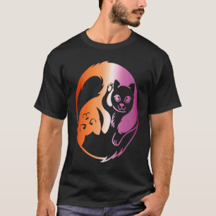 Lesbian Yin Yang Cat LGBTQ Subtle LGBT Gay Pride T-Shirt